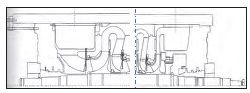 Rys. 9 Wielostopniowe stanowisko badawcze sprężarki promieniowej (firma Dresser- Rand, Sorokes i Koch [10]) Fig. 9 Multistage experimental test-rig of a centrifugal compressor [10]