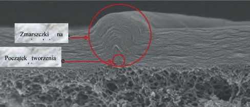 Fig.5. Formation of wrinkles on GO surface during self-assembling of nanosheets at pressurized conditions